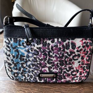 Nine West Sequin Floral Shoulder Bag Y2K Baguette Purse